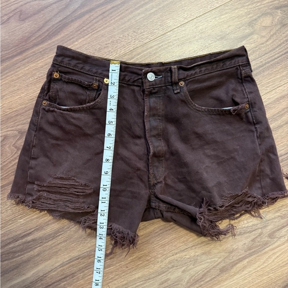 Vintage Y2K Levi's 501 Brown Distressed Jean Shorts Womens Sz 12 W32in Grunge - Picture 15 of 15